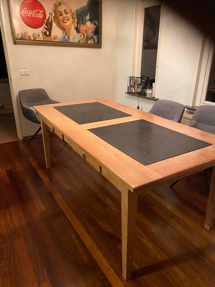 Eetkamertafel met Belgisch Hardsteen - 200x100cm, Huis en Inrichting, Tafels | Eettafels, Gebruikt, 200 cm of meer, 200 cm of meer