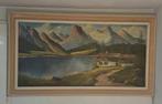 Antiek grote schilderij, vintage schilderij antieke kader,, Ophalen of Verzenden
