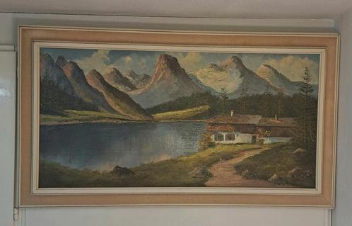 Antiek grote schilderij, vintage schilderij antieke kader,, Antiek en Kunst, Kunst | Schilderijen | Klassiek, Ophalen of Verzenden