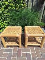 2 x Bamboe Rotan bijzettafel nachtkastje tuintafel retro set, Ophalen, Minder dan 45 cm, Minder dan 55 cm, Gebruikt