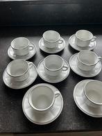 Apilco 8x kop en schotels wit zilver izgst, Kop en/of schotel, Verzilverd, Ophalen of Verzenden, Zo goed als nieuw