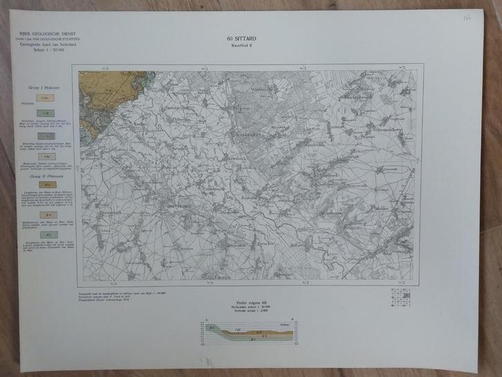 166 / Geologische kaart uit 1938 Sittard e.o. kwartblad II, Boeken, Atlassen en Landkaarten, Zo goed als nieuw, Landkaart, Nederland