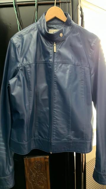 Donker blauw leren Versace kort dames jack/jasje maat L beschikbaar voor biedingen