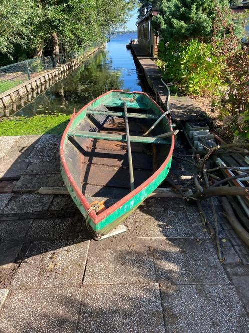 Stalen roeiboot, vlonder en roeispanen, Watersport en Boten, Bootonderdelen, Gebruikt, Overige typen, Motorboot, Ophalen