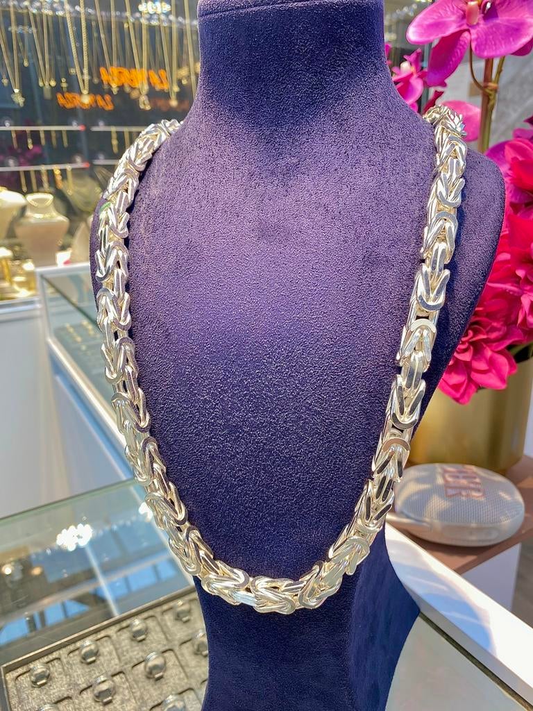 925 Zilveren Massieve Dikke Koningsketting, Sieraden, Tassen en Uiterlijk, Kettingen, Verstelbaar, Nieuw, Ophalen of Verzenden