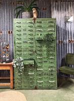 Vintage industriële metalen ladekast werkplaatskast, Ophalen, Gebruikt, 100 tot 150 cm, 5 laden of meer