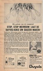 Retro reclame 1962 Duyvis fritessaus en sla-olie jaren 60, Verzenden, Overige typen