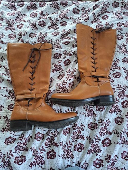 Leren dames laarzen, Kleding | Dames, Schoenen, Gedragen, Hoge laarzen, Bruin, Verzenden