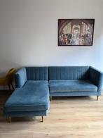 Very cool stylish Corner Sofa, velvet turquoise €600, bids, Huis en Inrichting, Banken | Bankstellen, Ophalen, Gebruikt, Metaal