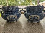2 antieke blauwe bloempotten, Ophalen