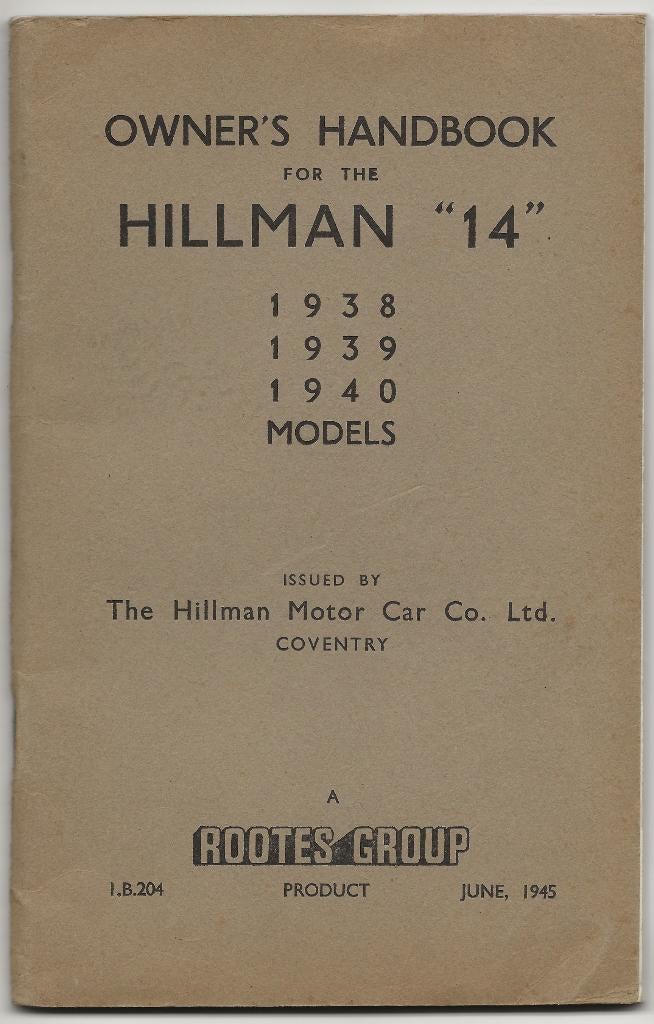 Hillman Fourteen manual handbook, Auto diversen, Ophalen of Verzenden