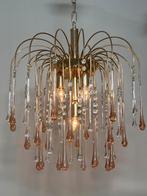 XL vintage roze murano taerdrop kroonluchter hanglamp pegels, Ophalen of Verzenden, Baak, Baak, Baak