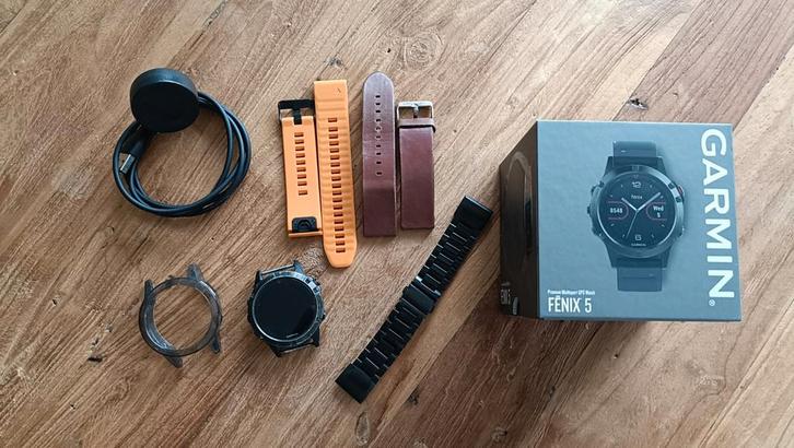 Garmin Fenix 5 47mm, Sieraden, Tassen en Uiterlijk, Sporthorloges, Gebruikt, Android, Zwart, Ophalen