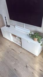 Wit hoogglans tv-meubel – 160 cm – met opbergruimte, Gebruikt, 150 tot 200 cm, Ophalen of Verzenden, Minder dan 100 cm
