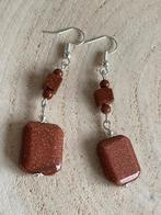 Uitverkoop! Oorbellen met goudzand edelstenen, verzilv., Overige materialen, Verzenden, Sieraden Uitverkoop, Zilver