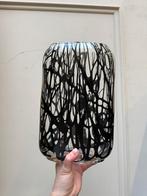 Murano Set van 2 design glazen vazen zwart abstract patroon, Ophalen of Verzenden, Zo goed als nieuw, Glas, Minder dan 50 cm