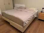 2x Boxspring 90x200, Gebruikt, 90 cm, Eenpersoons, Beige