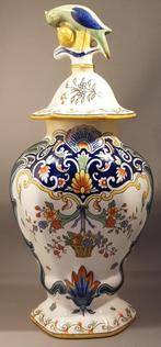 Polychrome Faience "Vieux Rouen" stijl Pot met deksel Deksel, Ophalen