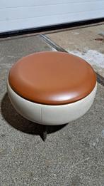 Retro Poef / Voetenbank diameter 40 cm, Huis en Inrichting, Ophalen, Gebruikt, Rond, Hout