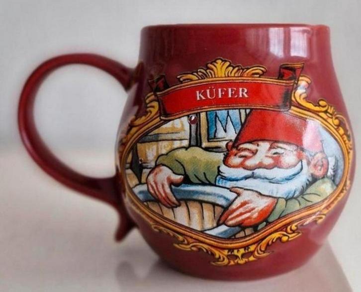 Vier Bekers Heimat der Heinzel met Kabouter opdrukken, Huis en Inrichting, Keuken | Servies, Zo goed als nieuw, Kop(pen) en/of Schotel(s)