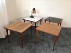 4x Deens design bijzettafeltjes Hans C. Andersen teakhout, Huis en Inrichting, Vierkant, 55 tot 75 cm, Zo goed als nieuw, Hout