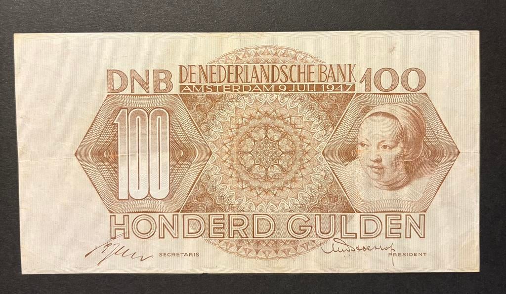100 gulden 1947 Adriaantje Hollaer Pr-, Postzegels en Munten, Bankbiljetten | Nederland, Ophalen of Verzenden, 100 gulden