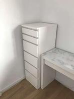 Ladekast MALM 6 lades, wit/spiegelglas, IKEA, Ophalen, 5 laden of meer, 100 tot 150 cm, 50 tot 100 cm