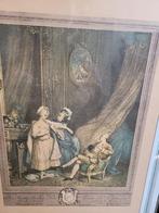 Vintage houten lijsten met prent achter glas p/st 17.95, Ophalen of Verzenden