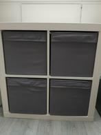 Ikea kallax vakkenkast met grijze opbergbakken, Huis en Inrichting, Ophalen, Gebruikt