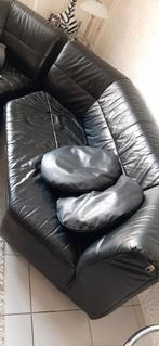 Musterring Bankstel - Zwart Leer, Ophalen, 250 tot 300 cm, Gebruikt, Hoekbank