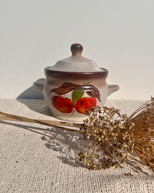 Vintage Frans Aardewerk Potje met Kersendecor, Antiek en Kunst, Antiek | Keramiek en Aardewerk, Ophalen of Verzenden