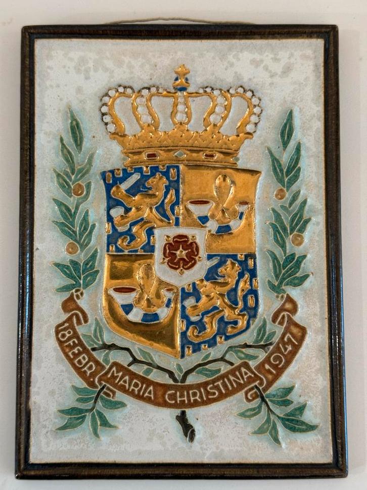 Delfts  cloisonne Tegels Koninklijk Wapen, Antiek en Kunst, Antiek | Wandborden en Tegels, Ophalen of Verzenden