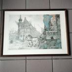 anton pieck prent:"stadhuis  kampen", Antiek en Kunst, Ophalen