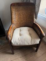 Stoel met kussen - Riet/Rotan, Huis en Inrichting, Stoelen, Ophalen, Gebruikt, Bruin, Riet of Rotan