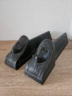 Antieke Gietijzeren Haardbokken met Vrouwengezicht, Huis en Inrichting, Haarden, Ophalen of Verzenden, Gebruikt