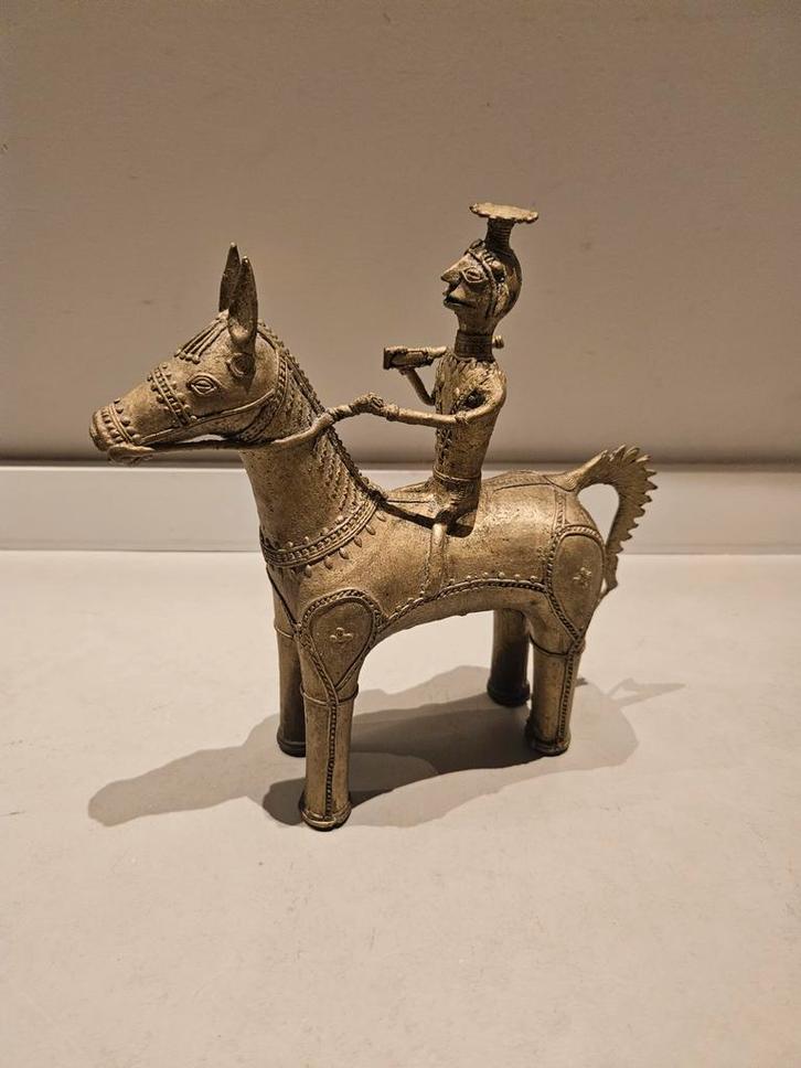 Bastar tribale kunst Dhorka messing paard en ruiter, Antiek en Kunst, Kunst | Niet-Westerse kunst, Ophalen of Verzenden