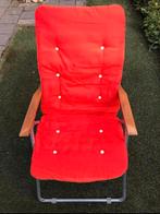ÉÉN 4 standen stoel met oranje kussen, Inklapbaar, Gebruikt, Ophalen, Aluminium