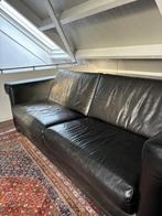 Lerenbank met hocker, Huis en Inrichting, Banken | Bankstellen, Ophalen of Verzenden, Gebruikt, 75 tot 100 cm, Leer