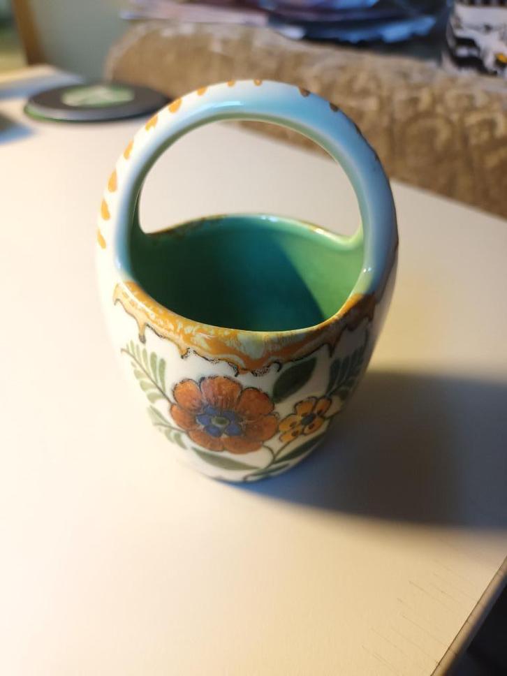 Gouda Plateel mandje/ vaasje/ bakje GAAF!, Antiek en Kunst, Curiosa en Brocante, Ophalen of Verzenden