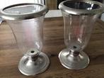 2 glazen windlichten/kaarsenstandaard 34x20cm onbeschadigd, Huis en Inrichting, Woonaccessoires | Kandelaars en Kaarsen, Overige materialen