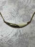 Vintage crème- en goudkleurige ketting, Ophalen, Overige materialen, Ketting, Verguld