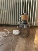 Moderne hanglamp met glas en hout, Huis en Inrichting, Lampen | Hanglampen, Ophalen, Zo goed als nieuw, Glas, Minder dan 50 cm