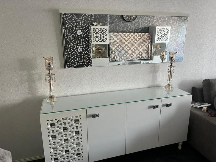 Complete witte hoogglans woonkamer, Huis en Inrichting, Kasten | Buffetkasten, Zo goed als nieuw, Minder dan 100 cm, 25 tot 50 cm
