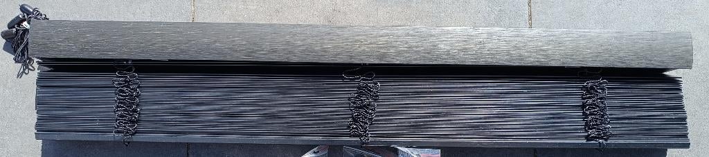 Nieuwe zwarte Abacia hout 50 mm jaloezie 107.4 x 163.8 (BxH), Ophalen, Zwart, Nieuw, 150 tot 200 cm