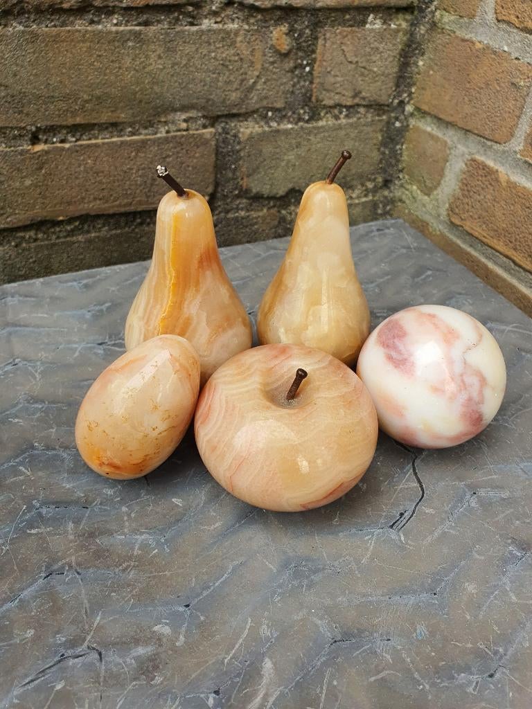 Vintage onyx marmer fruit set 60s decor 5 stuks, Antiek en Kunst, Ophalen of Verzenden
