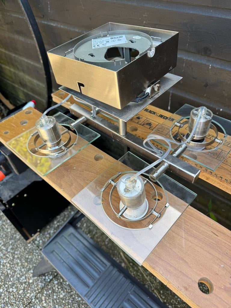 IKEA Fuga Plafondlamp 4x Max 35W - Metaal en Glas, Huis en Inrichting, Lampen | Plafondlampen, Ophalen of Verzenden, Zo goed als nieuw