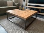 Robuust Eiken salontafel met metalen frame 100x100x40 cm, Ophalen, Gebruikt, Vierkant, Minder dan 50 cm