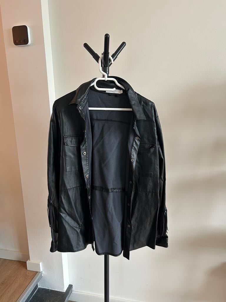 Zwarte franje leather look jasje maat M Costes, Kleding | Dames, Jassen | Zomer, Ophalen of Verzenden, Zo goed als nieuw, Maat 38/40 (M)
