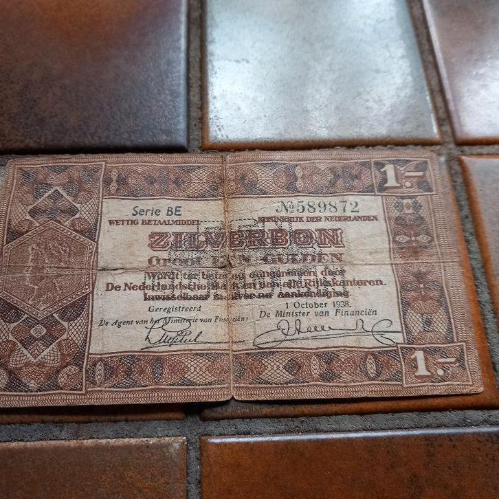 zilverbon :  groot een gulden., Postzegels en Munten, Bankbiljetten | Nederland, Los biljet, 1 gulden, Ophalen of Verzenden