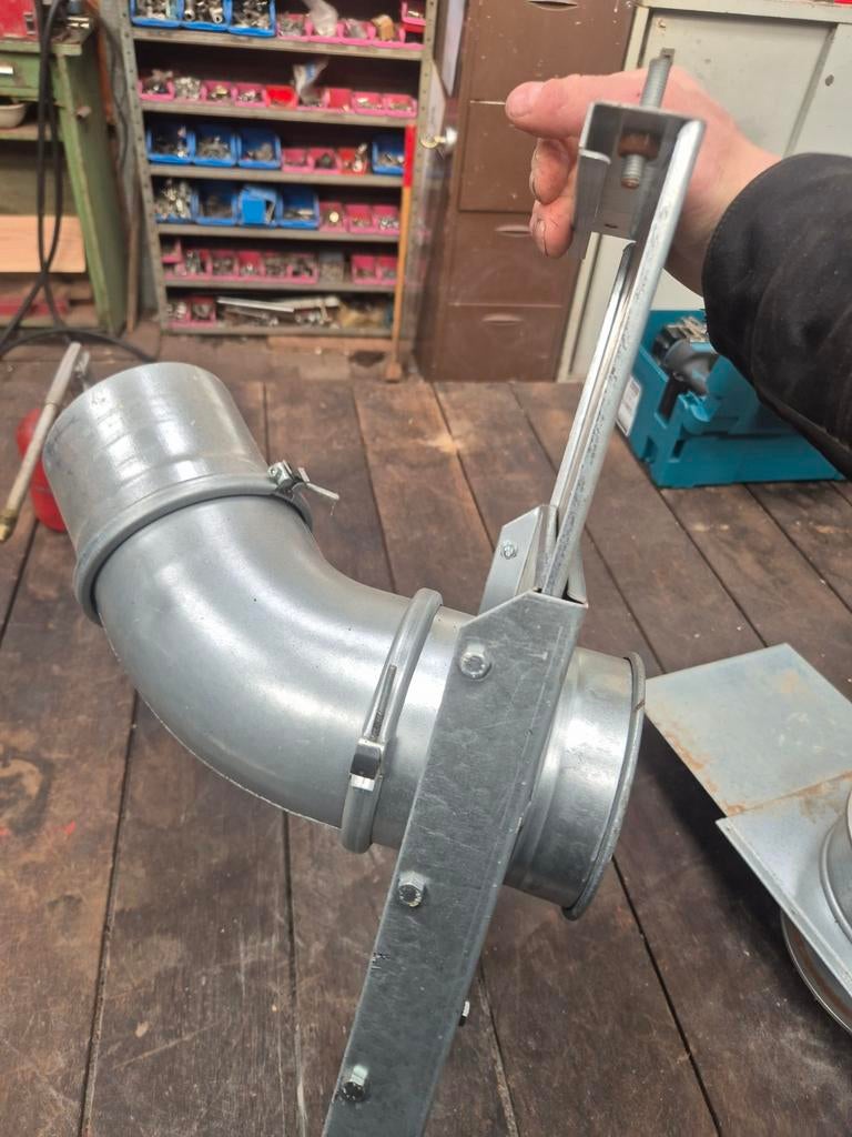 Klep 120 mm met bocht afzuigbuis motafzuiging, Ophalen of Verzenden